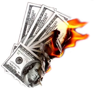 money on fire